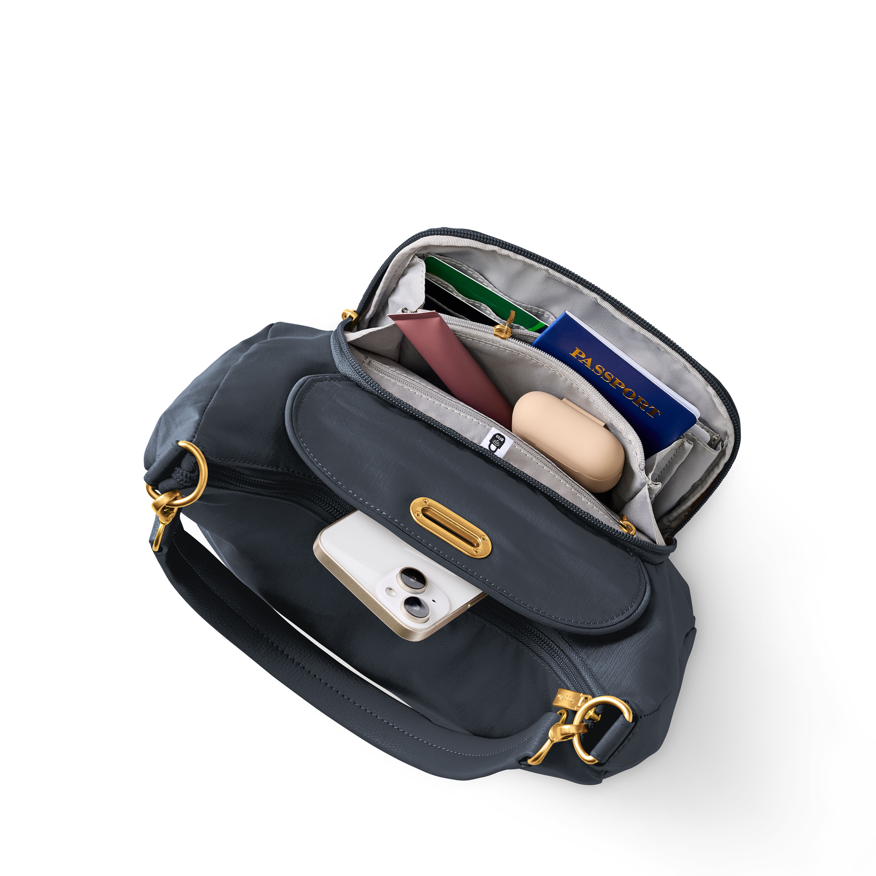 Coastal Flip Lock Half Moon Bag